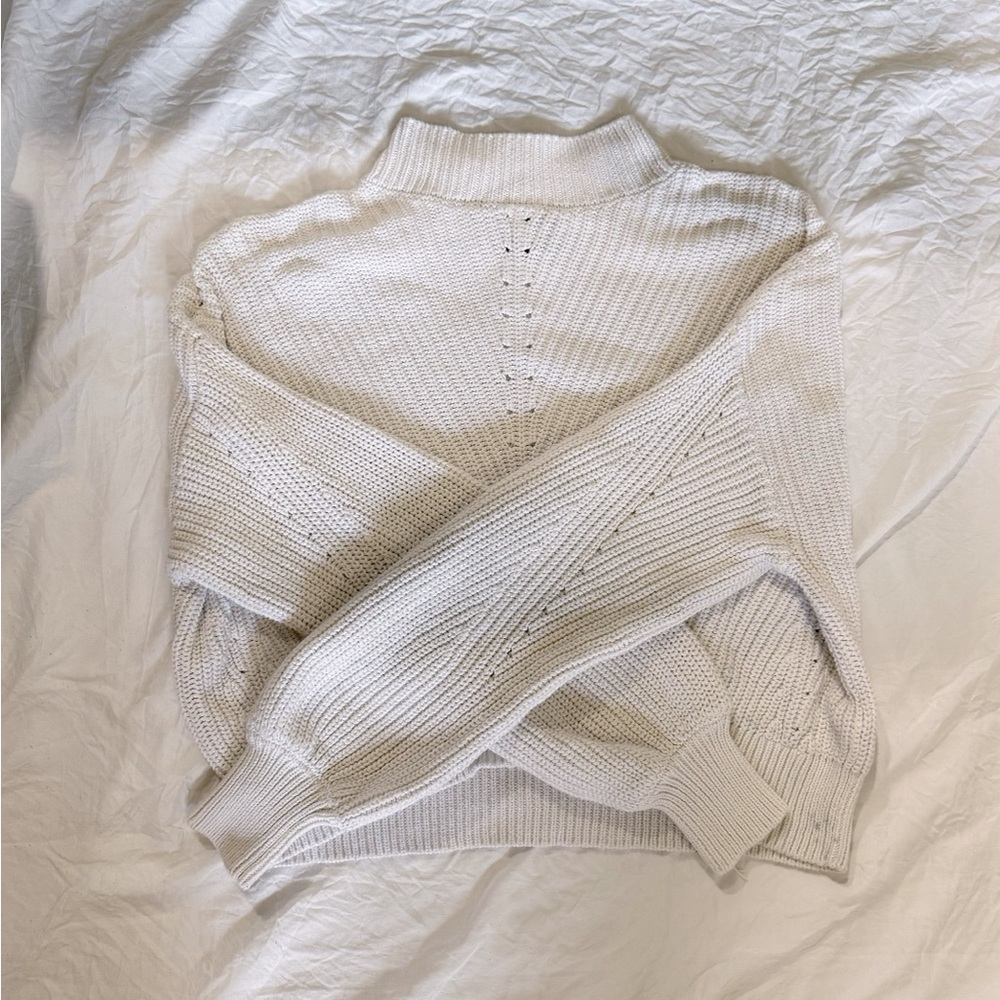 Forever 21 Cream Cowl Neck Sweater with Ribbed Texture